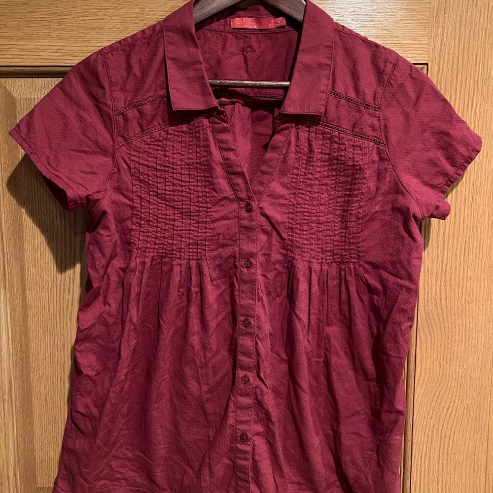 Women's prana Burgundy Organic Cotton Button-Up Top